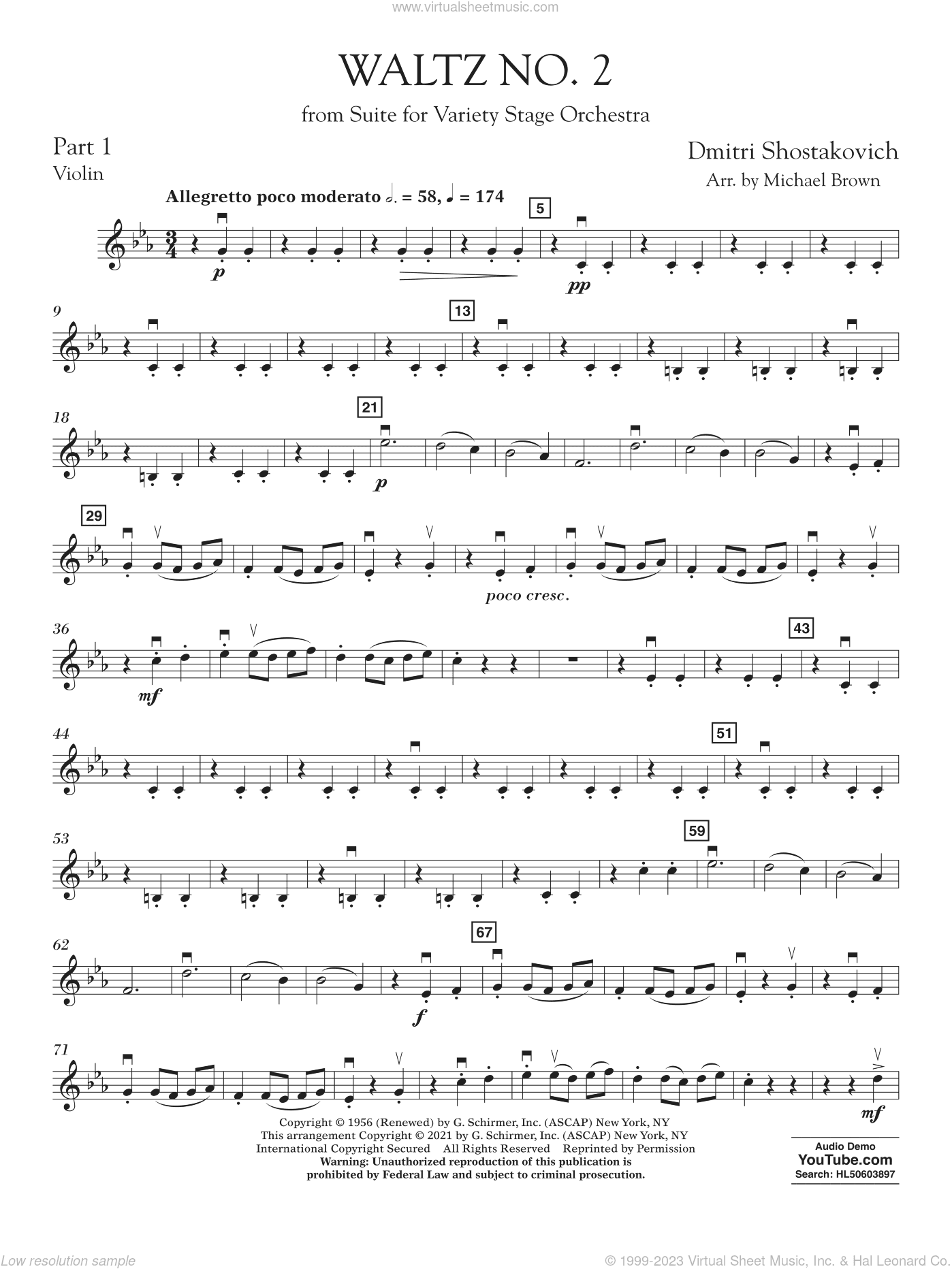 Waltz No. 2 (from Suite for Variety Stage Orchestra) (arr. Brown)