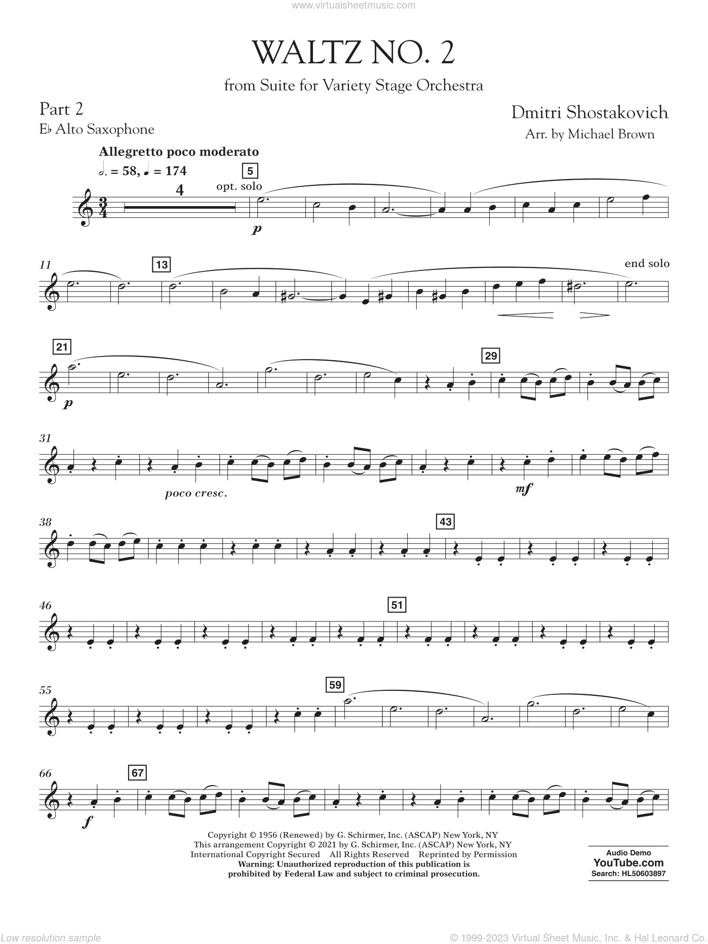 Waltz No. 2 (from Suite for Variety Stage Orchestra) (arr. Brown)