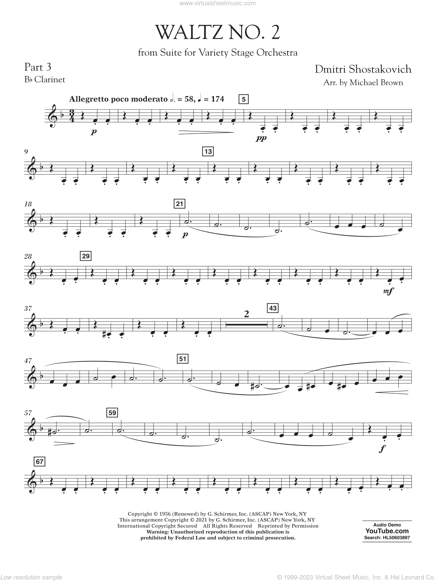 Waltz No. 2 (from Suite for Variety Stage Orchestra) (arr. Brown)