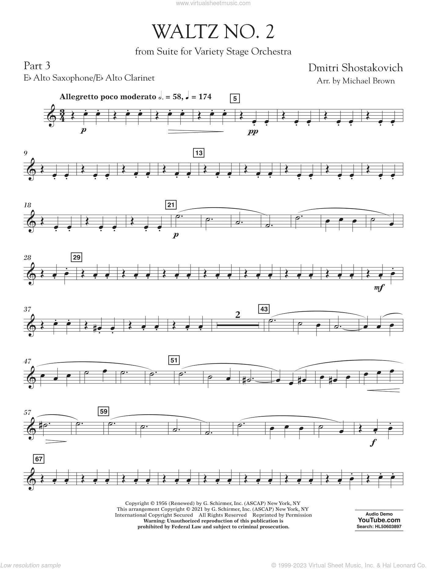 Waltz No. 2 (from Suite for Variety Stage Orchestra) (arr. Brown)