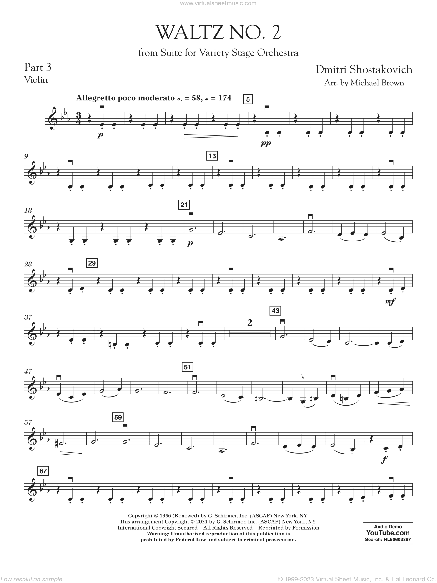 Waltz No. 2 (from Suite for Variety Stage Orchestra) (arr. Brown)
