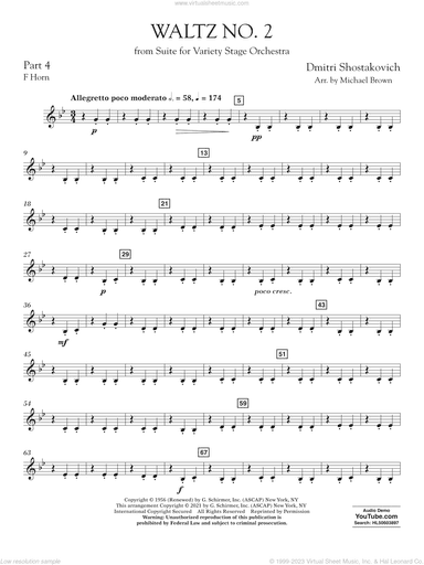 Waltz No. 2 (from Suite for Variety Stage Orchestra) (arr. Brown)