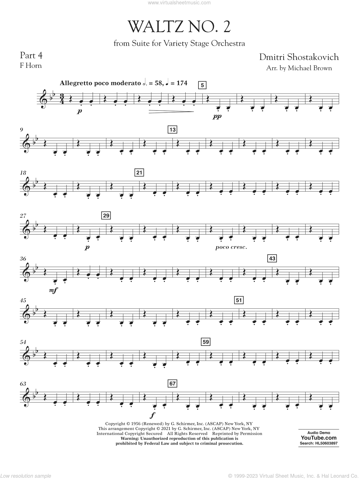 Waltz No. 2 (from Suite for Variety Stage Orchestra) (arr. Brown)