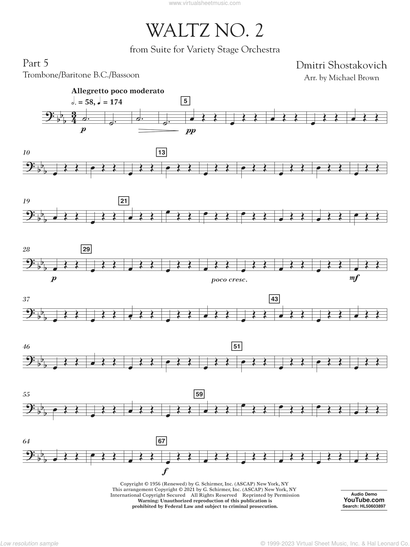 Waltz No. 2 (from Suite for Variety Stage Orchestra) (arr. Brown)