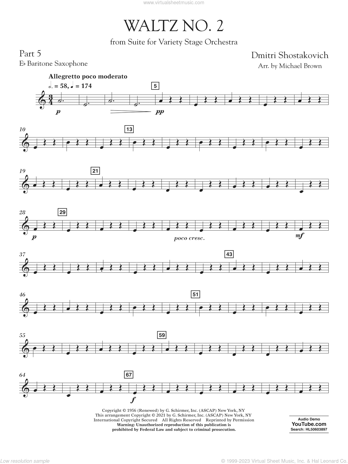 Waltz No. 2 (from Suite for Variety Stage Orchestra) (arr. Brown)
