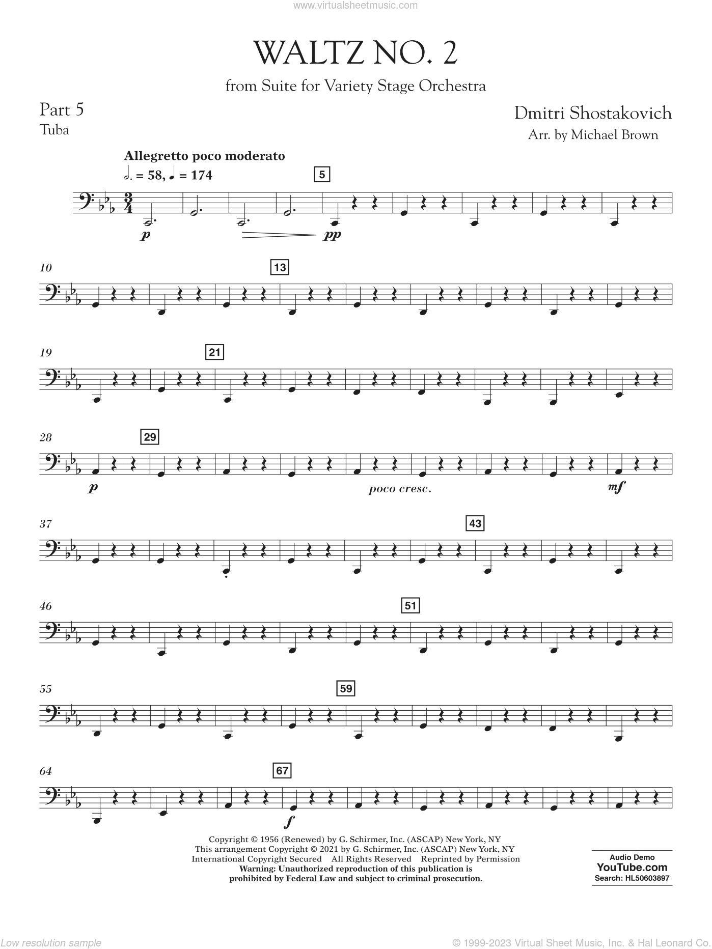 Waltz No. 2 (from Suite for Variety Stage Orchestra) (arr. Brown)