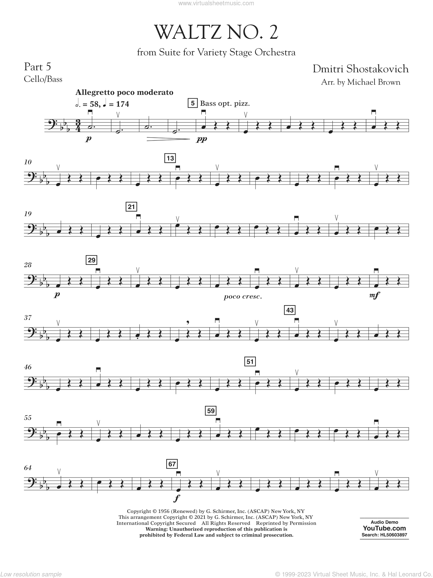 Waltz No. 2 (from Suite for Variety Stage Orchestra) (arr. Brown)