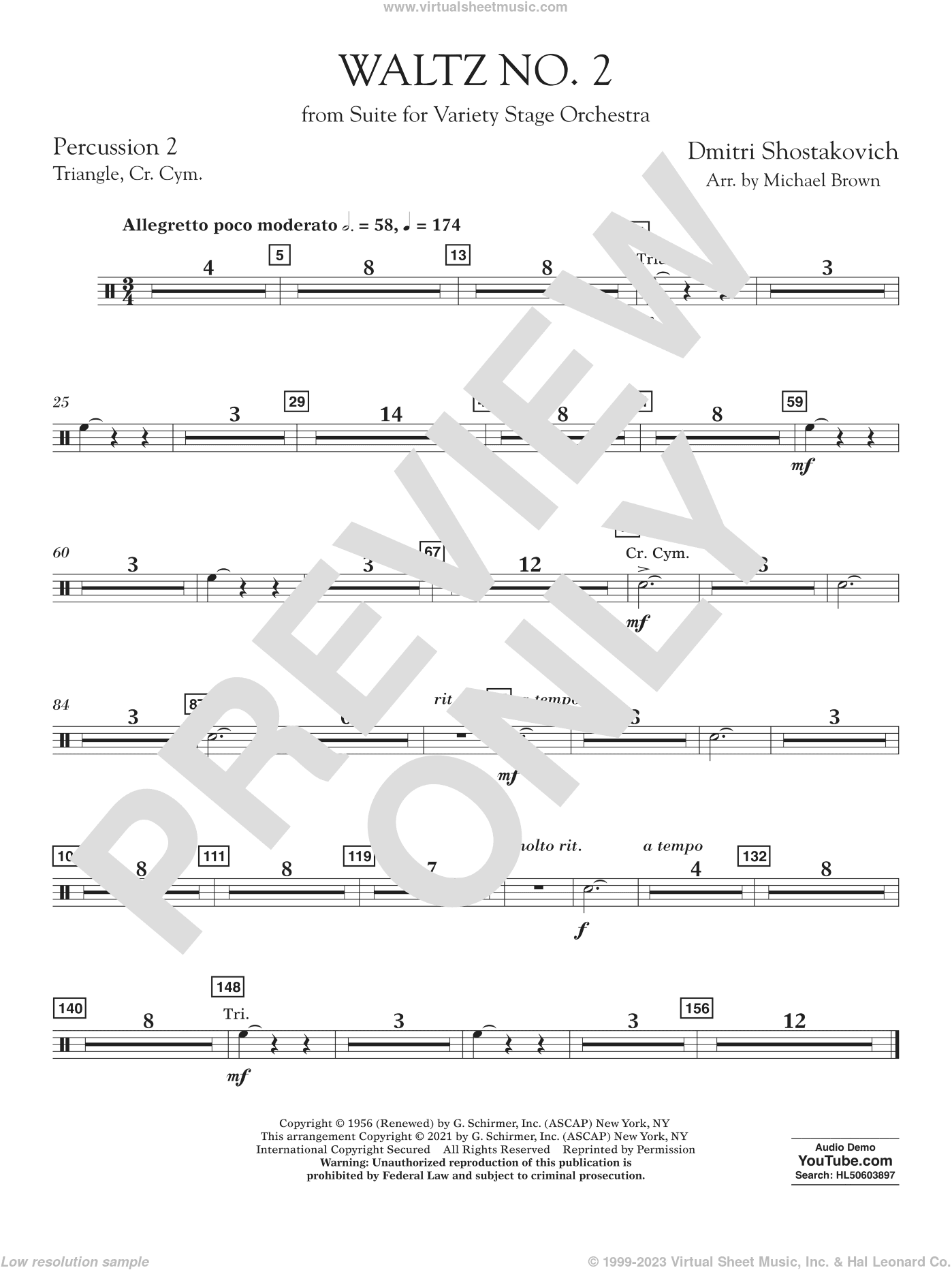 Waltz No. 2 (from Suite for Variety Stage Orchestra) (arr. Brown)