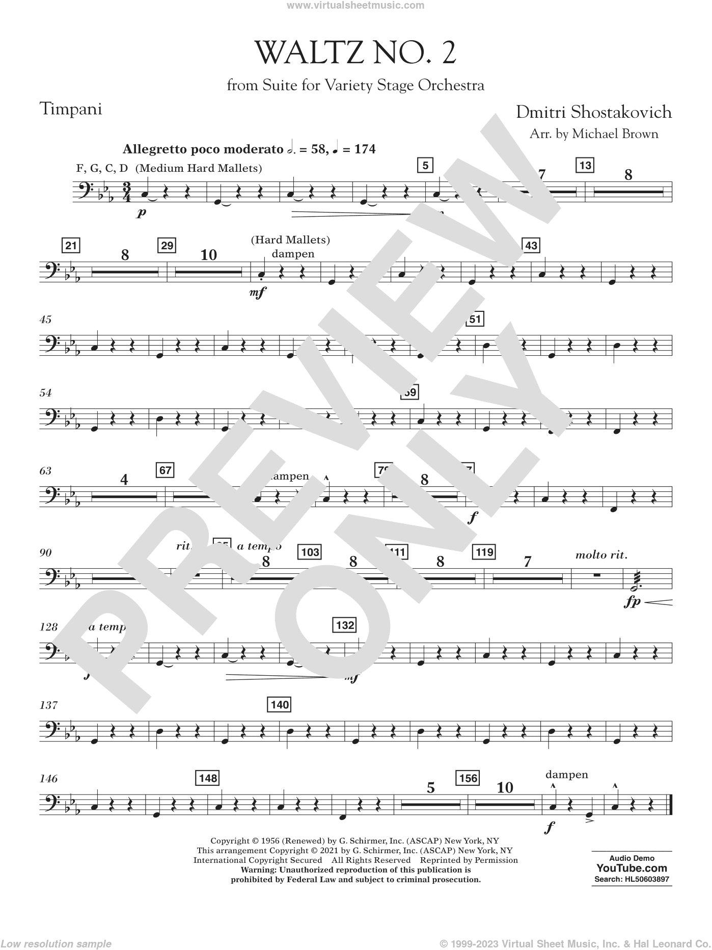 Waltz No. 2 (from Suite for Variety Stage Orchestra) (arr. Brown)