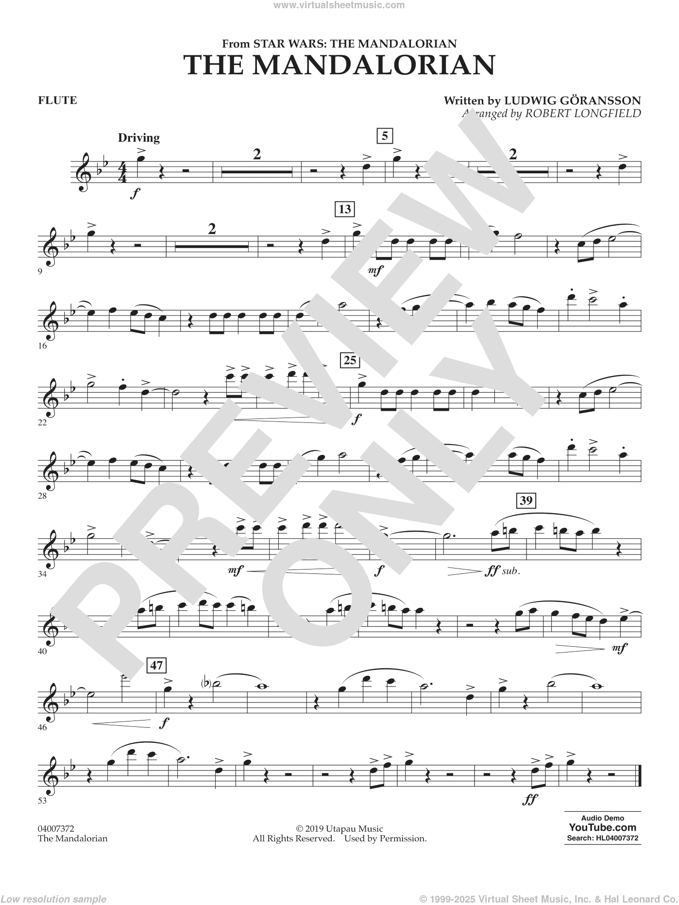 The Mandalorian (from Star Wars: The Mandalorian) (arr. Longfield)