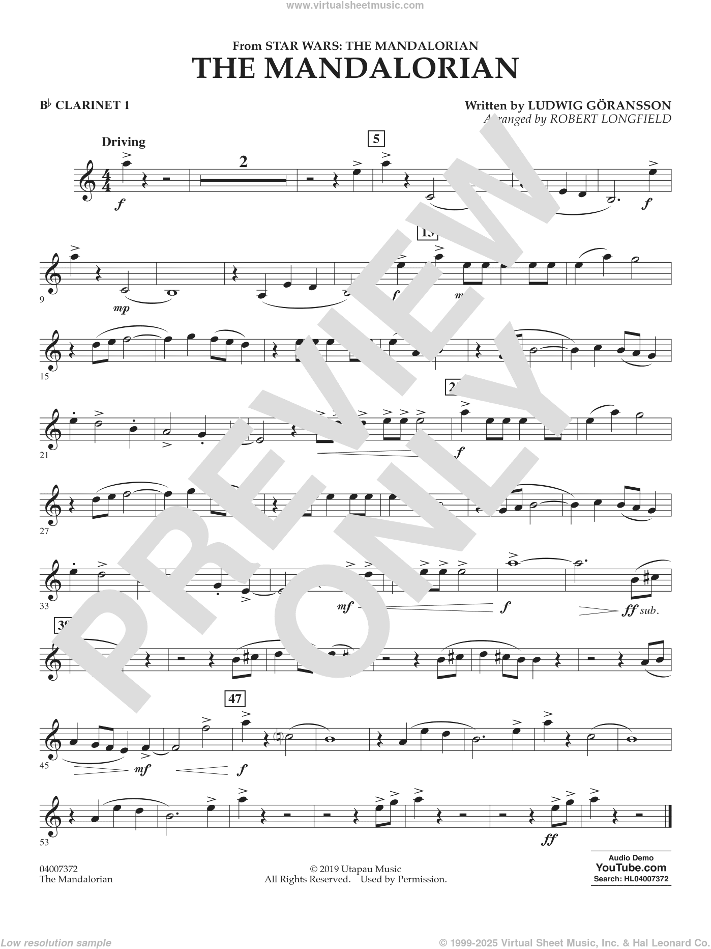 The Mandalorian (from Star Wars: The Mandalorian) (arr. Longfield)