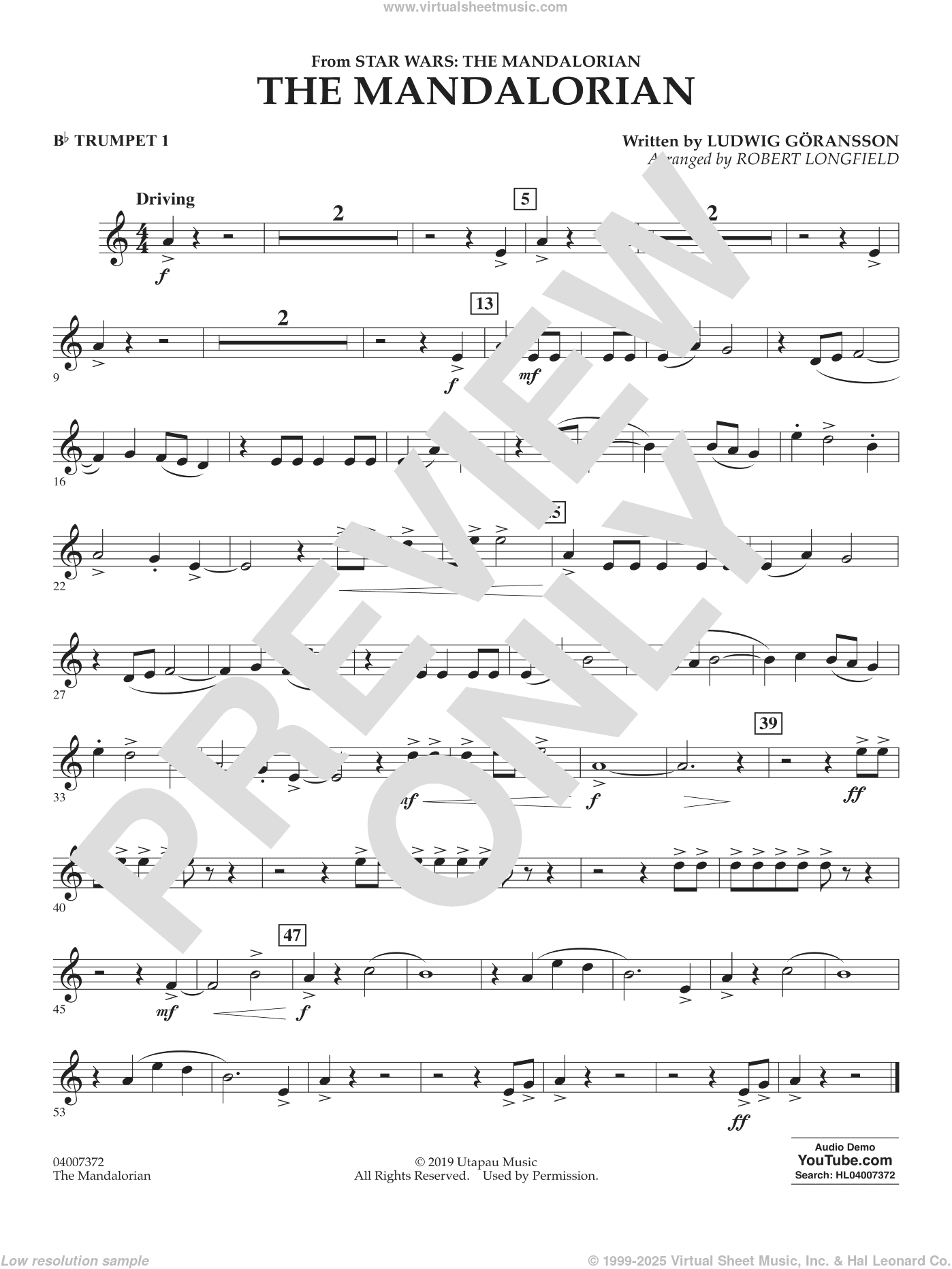 The Mandalorian (from Star Wars: The Mandalorian) (arr. Longfield)