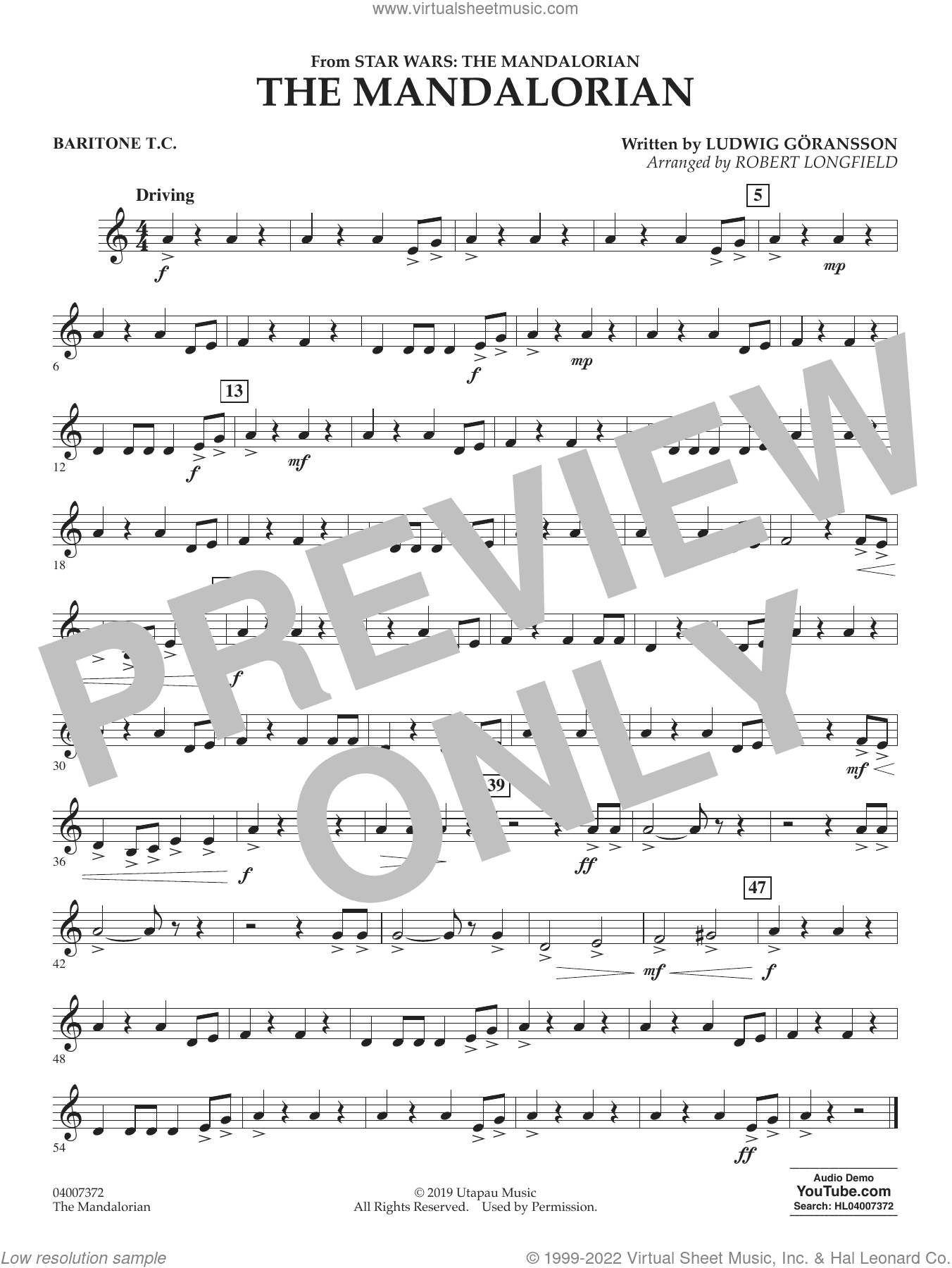 The Mandalorian (from Star Wars: The Mandalorian) (arr. Longfield)
