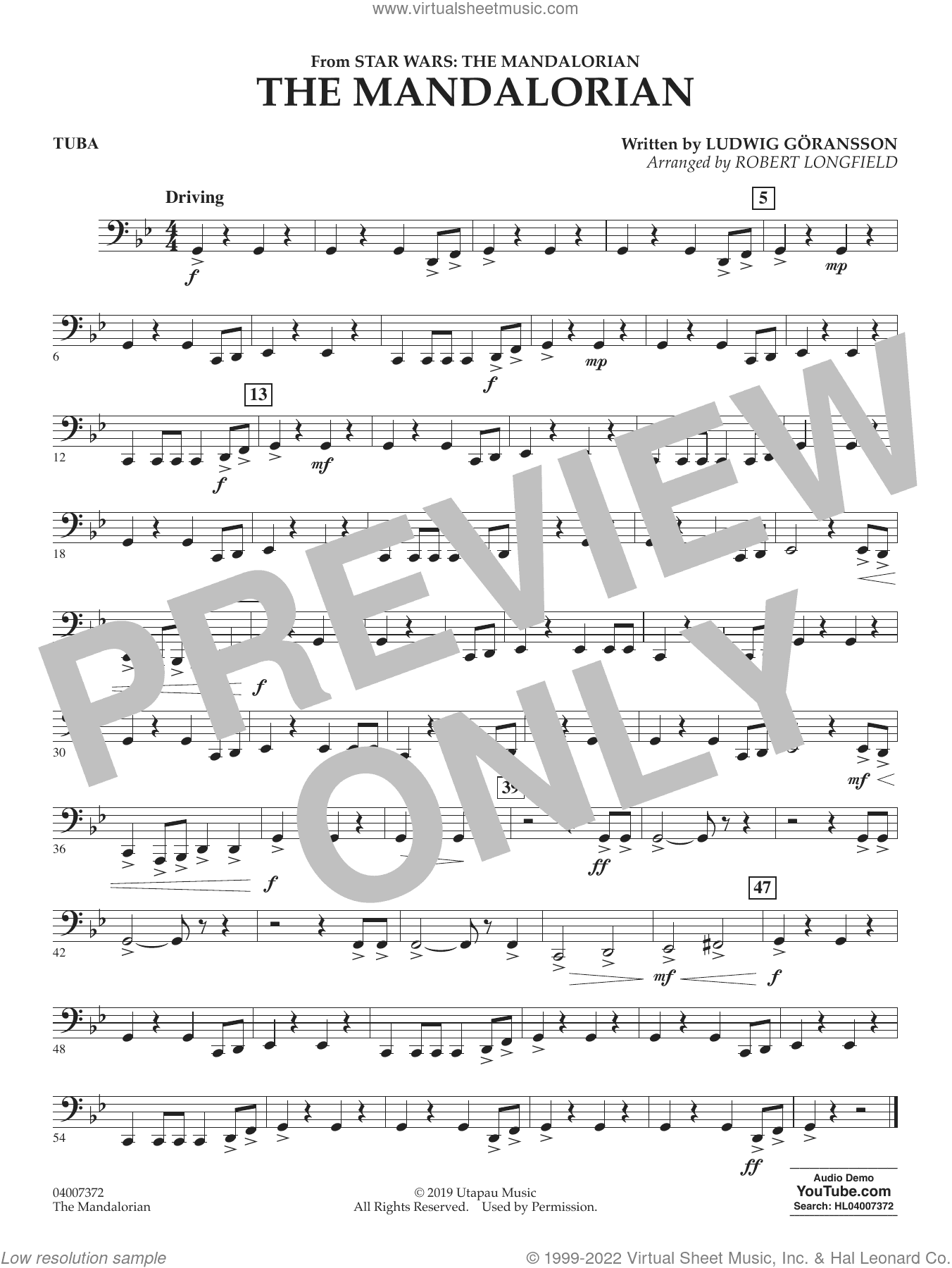 The Mandalorian (from Star Wars: The Mandalorian) (arr. Longfield)