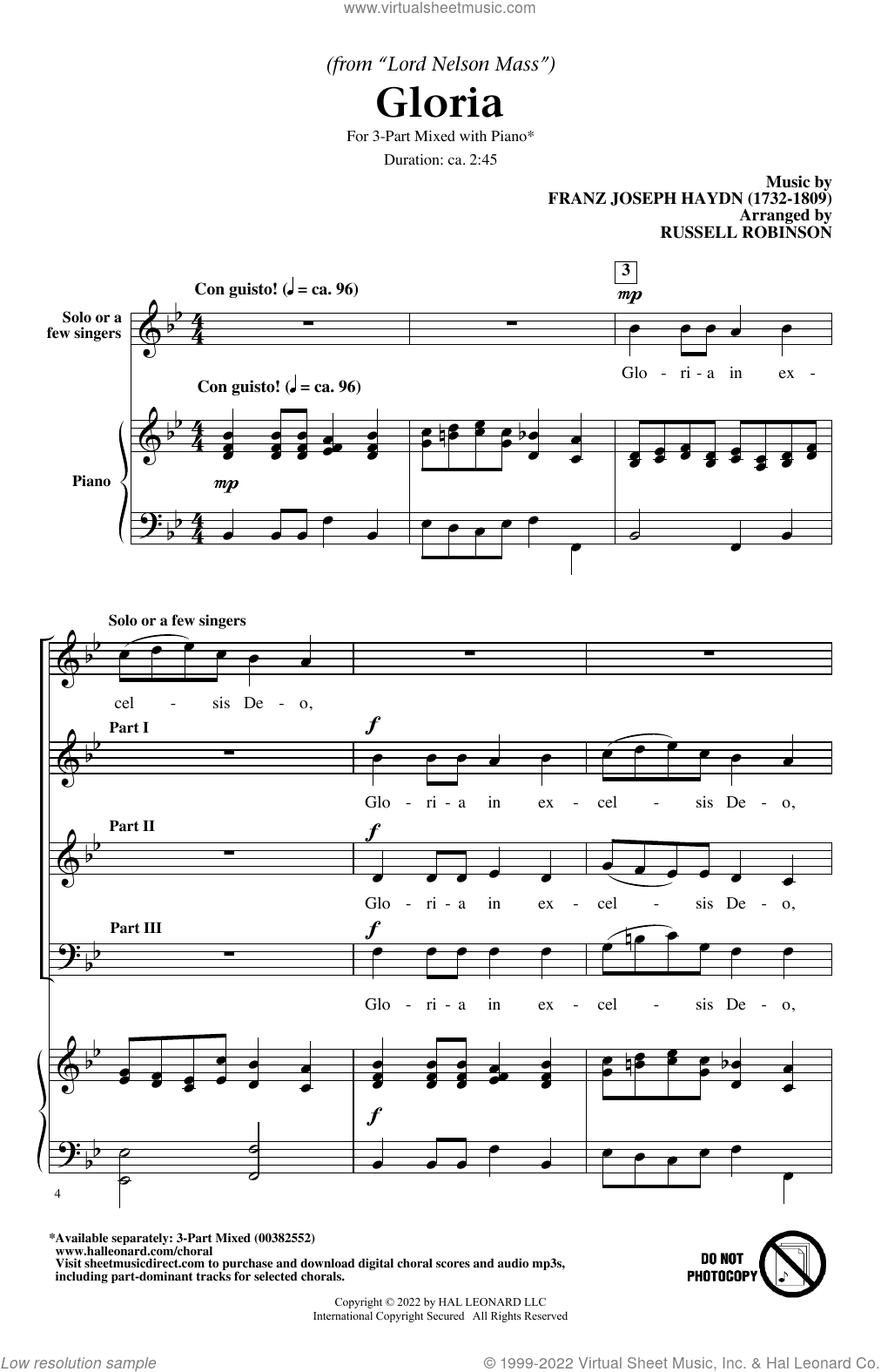 Gloria (from Lord Nelson Mass) (arr. Russell Robinson)