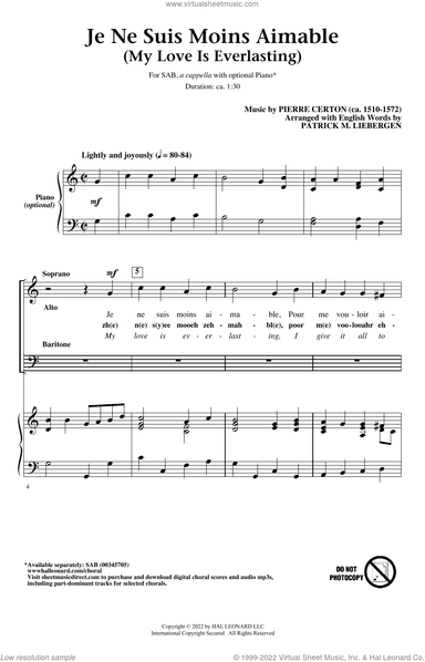 Je Ne Suis Moins Aimable (My Love Is Everlasting) (arr. Patrick M. Liebergen)