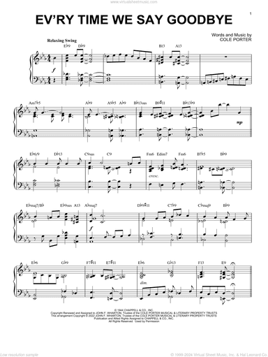 Ev'ry Time We Say Goodbye [Jazz version] (from Seven Lively Arts) (arr. Brent Edstrom)