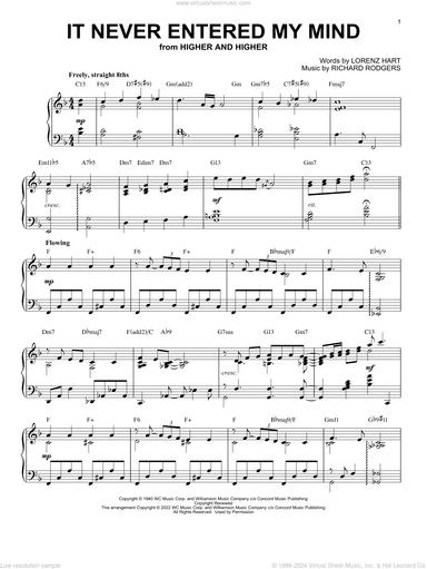It Never Entered My Mind [Jazz version] (from Higher And Higher) (arr. Brent Edstrom)