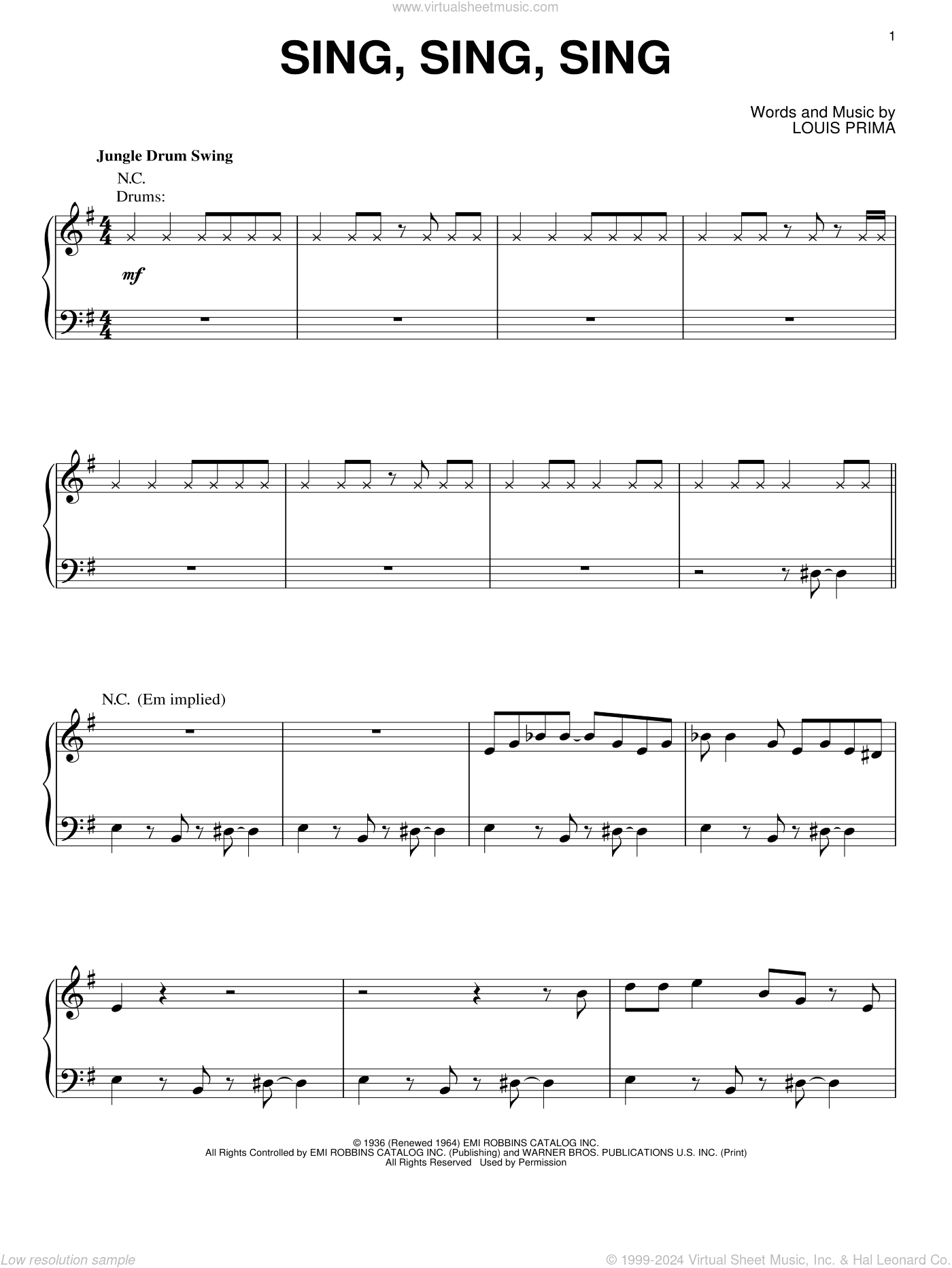 Sing, Sing, Sing, (intermediate)