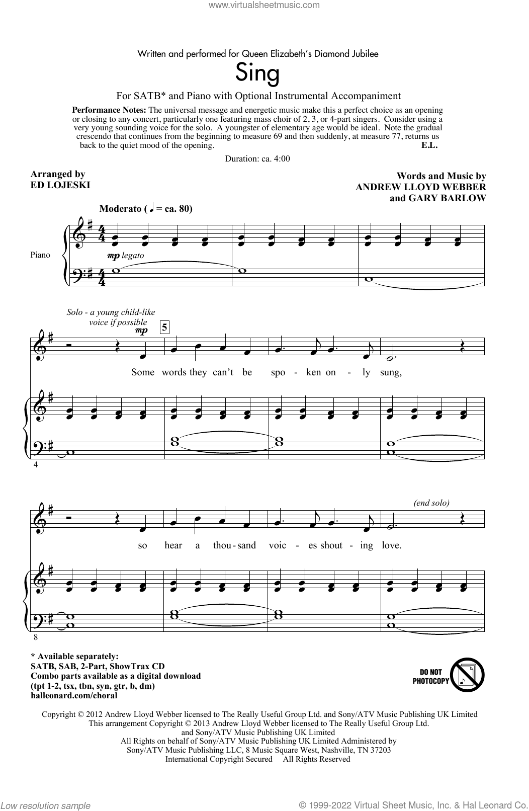 Sing (arr. Ed Lojeski)