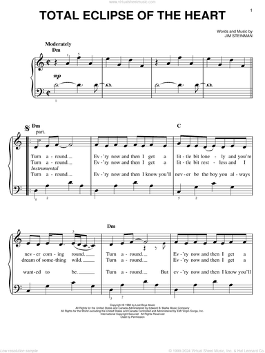 Total Eclipse Of The Heart, (easy)