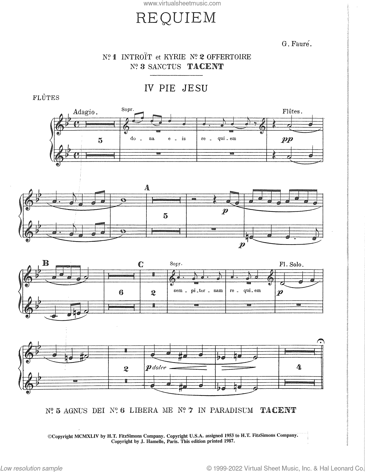 Requiem (Complete Orchestration) (complete set of parts)