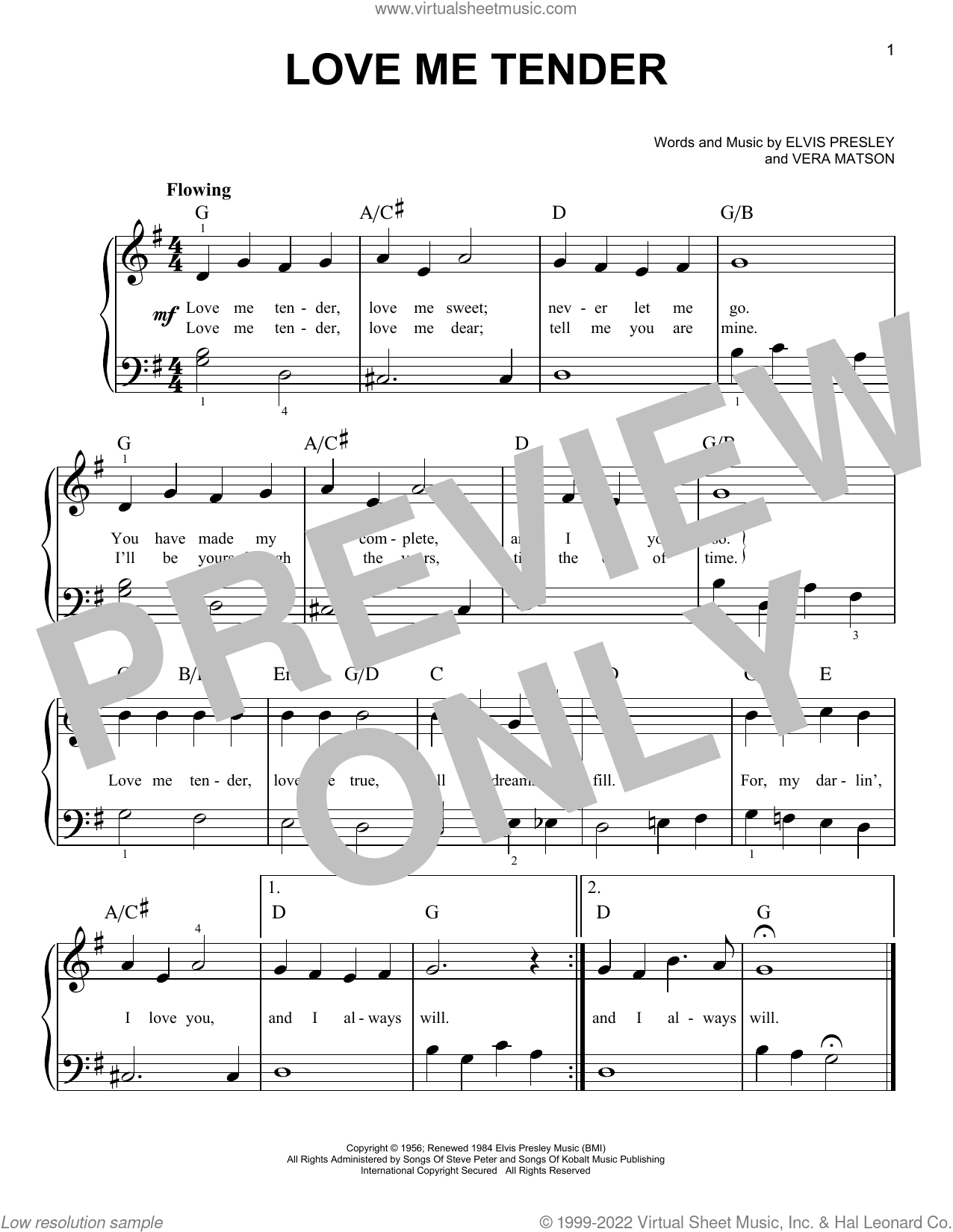 Love Me Tender, (beginner)