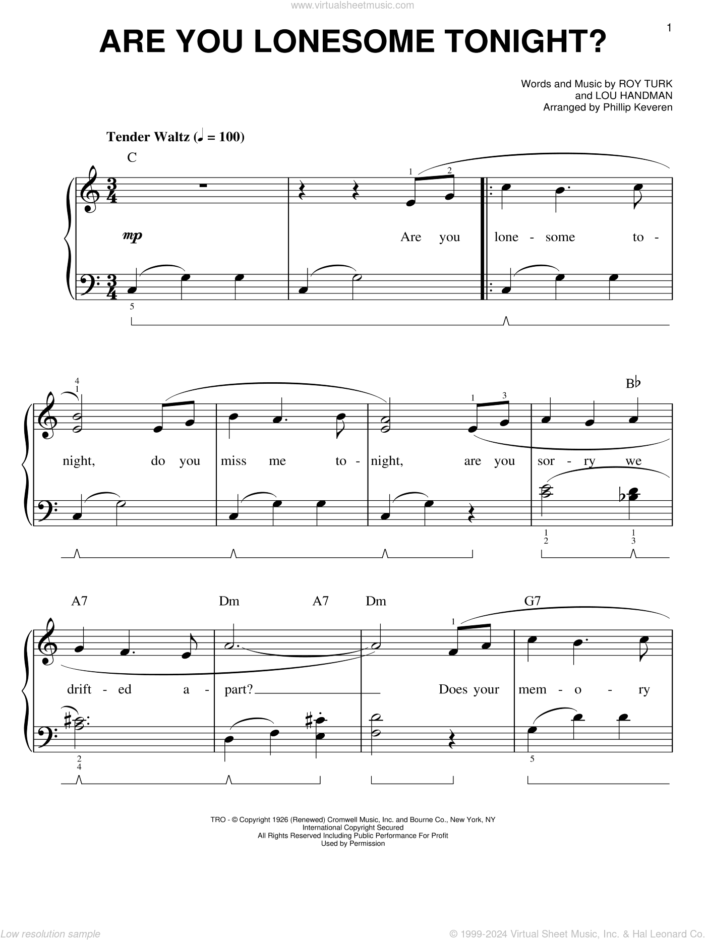 Are You Lonesome Tonight? (arr. Phillip Keveren)