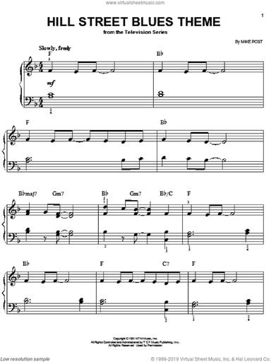 Hill Street Blues Theme, (easy)