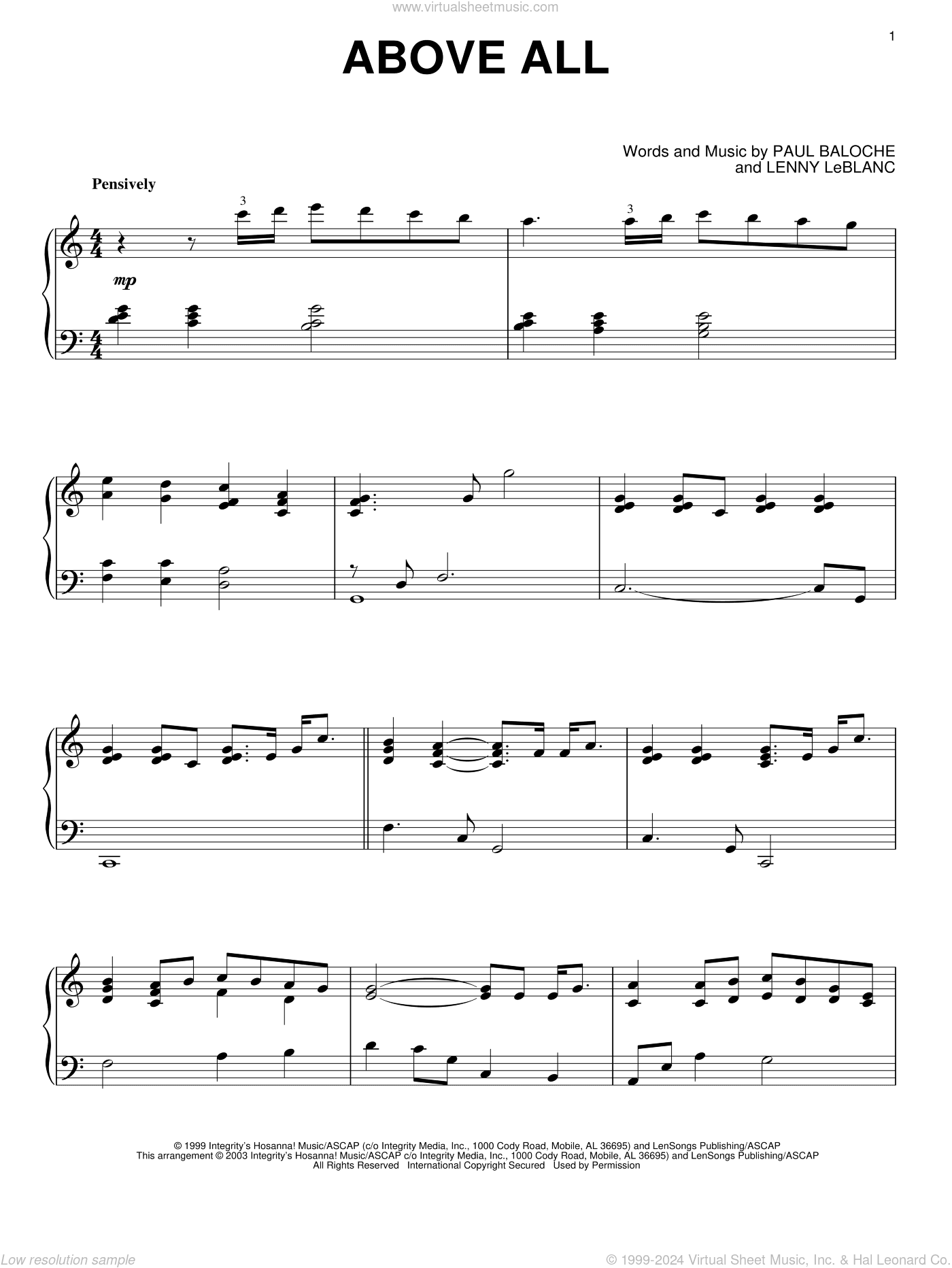 Above All, (intermediate)