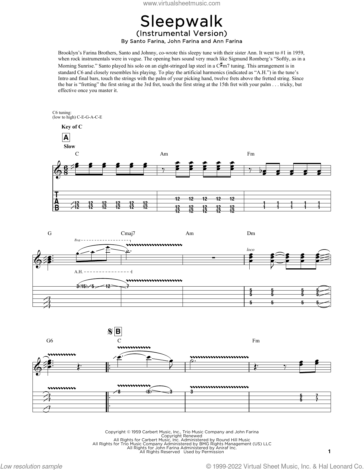 Sleepwalk (Instrumental Version) (arr. Fred Sokolow)