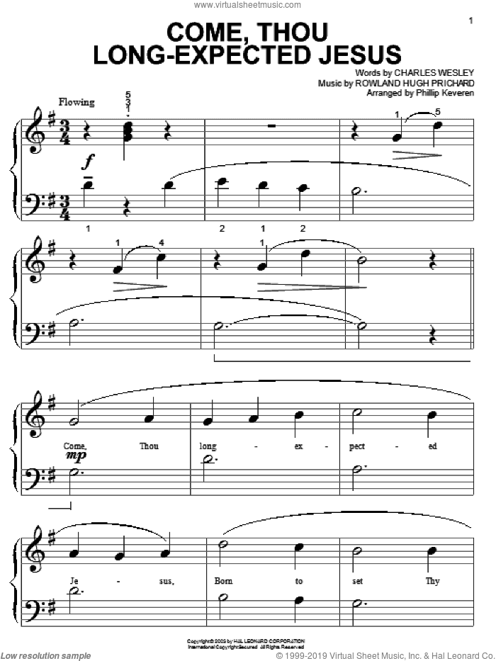 Come, Thou Long-Expected Jesus (arr. Phillip Keveren)