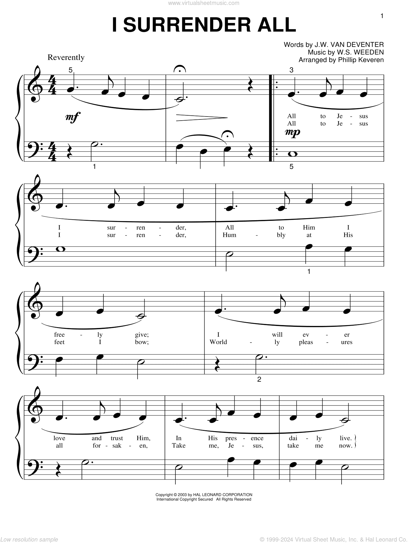 I Surrender All (arr. Phillip Keveren)