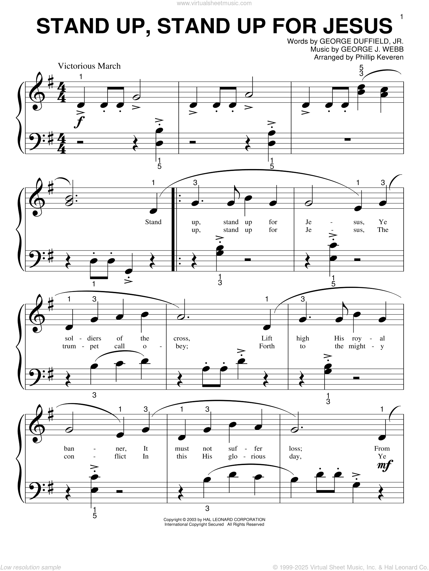 Stand Up, Stand Up For Jesus (arr. Phillip Keveren)