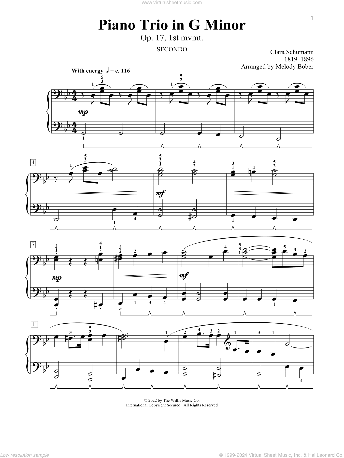 Piano Trio In G Minor, Op. 17, 1st Mvmt (arr. Melody Bober)