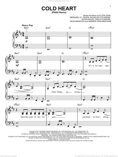 Cold Heart (PNAU Remix), (easy)