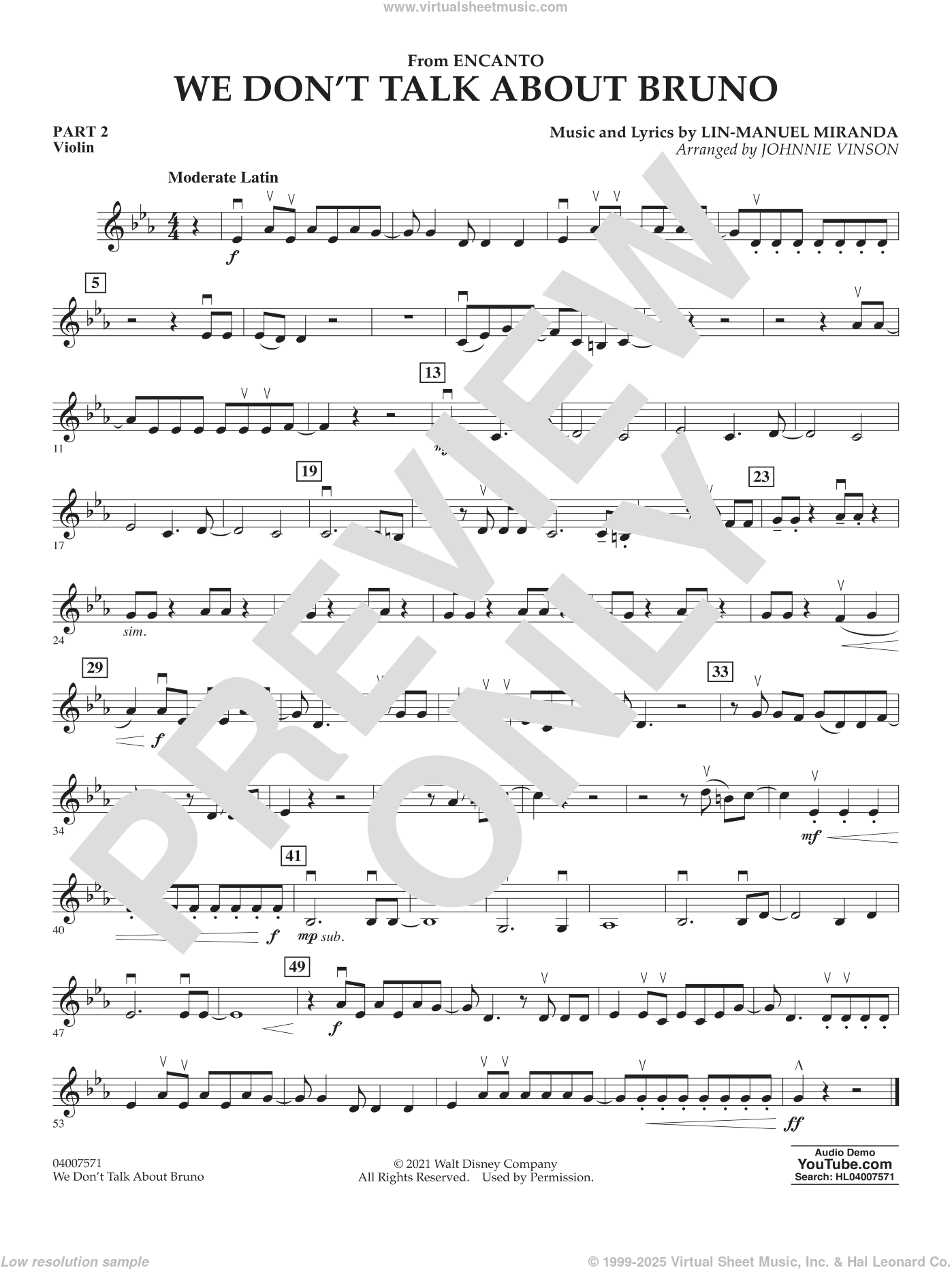 We Don't Talk About Bruno (from Encanto) (arr. Vinson)