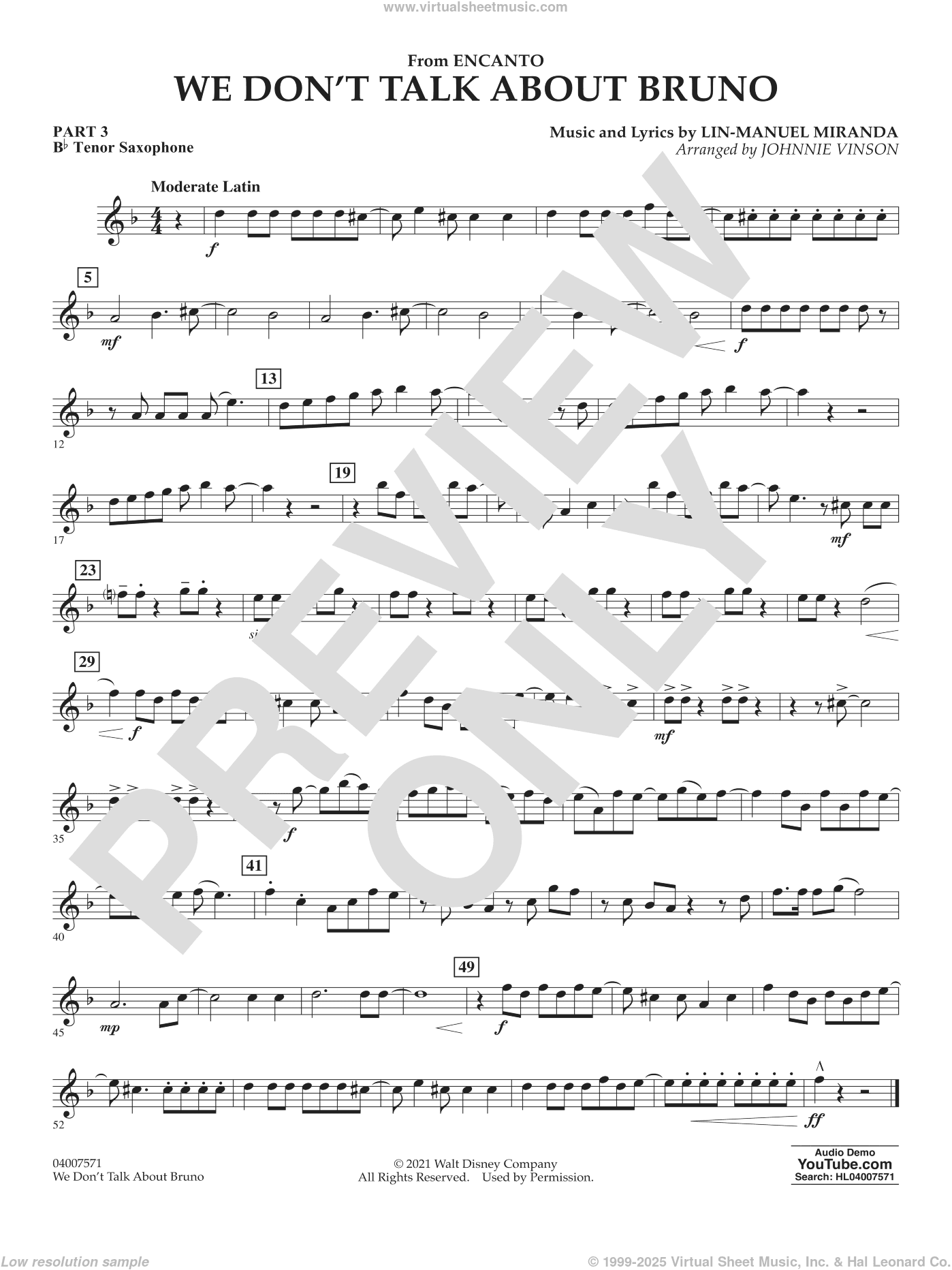 We Don't Talk About Bruno (from Encanto) (arr. Vinson)