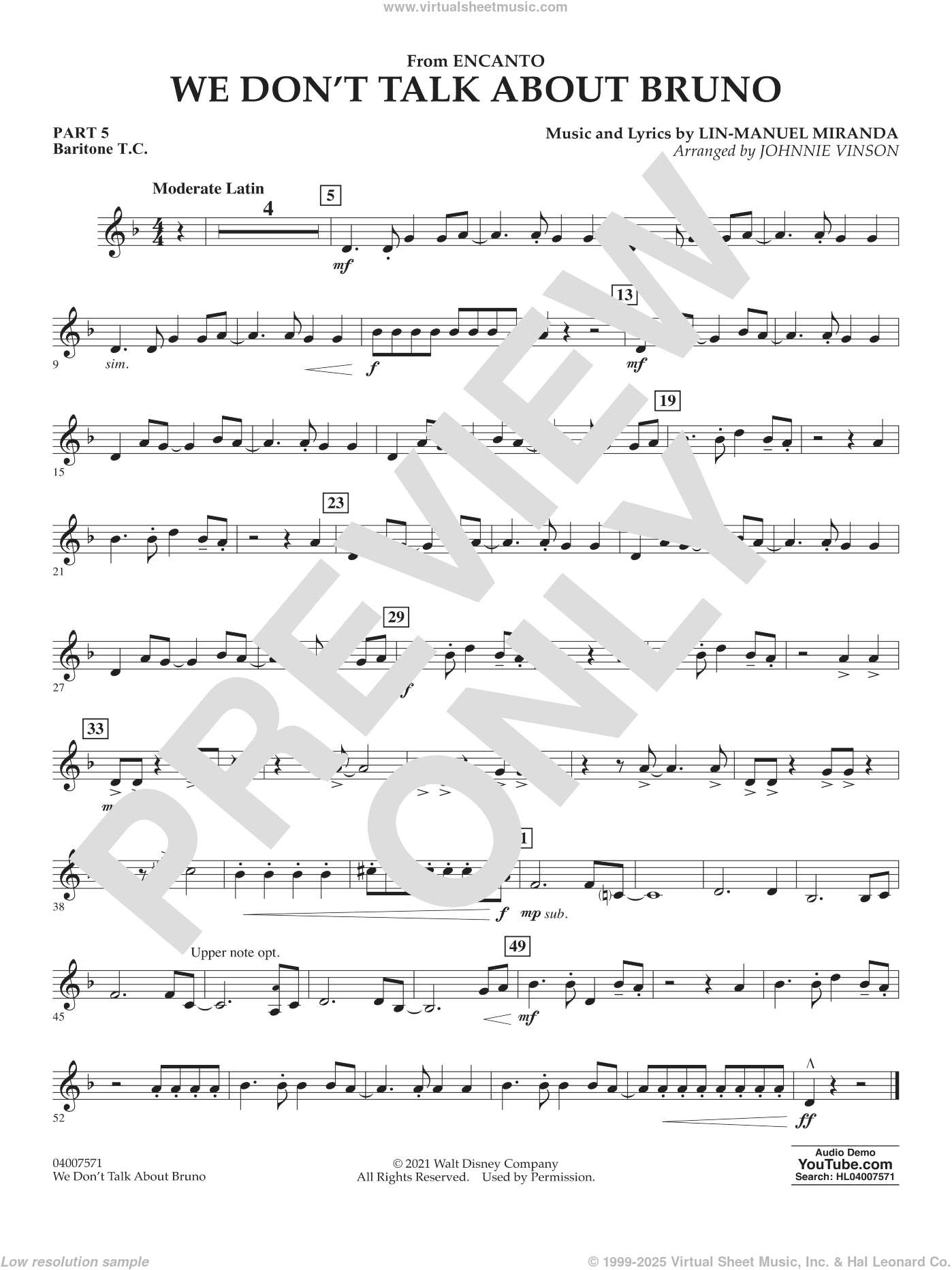 We Don't Talk About Bruno (from Encanto) (arr. Vinson)