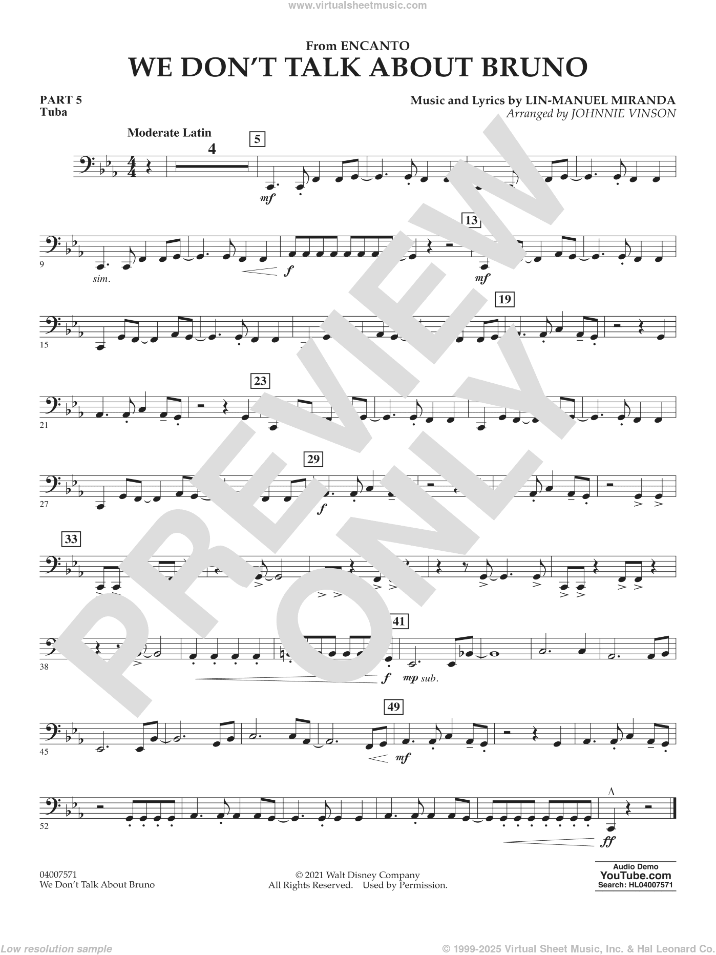 We Don't Talk About Bruno (from Encanto) (arr. Vinson)