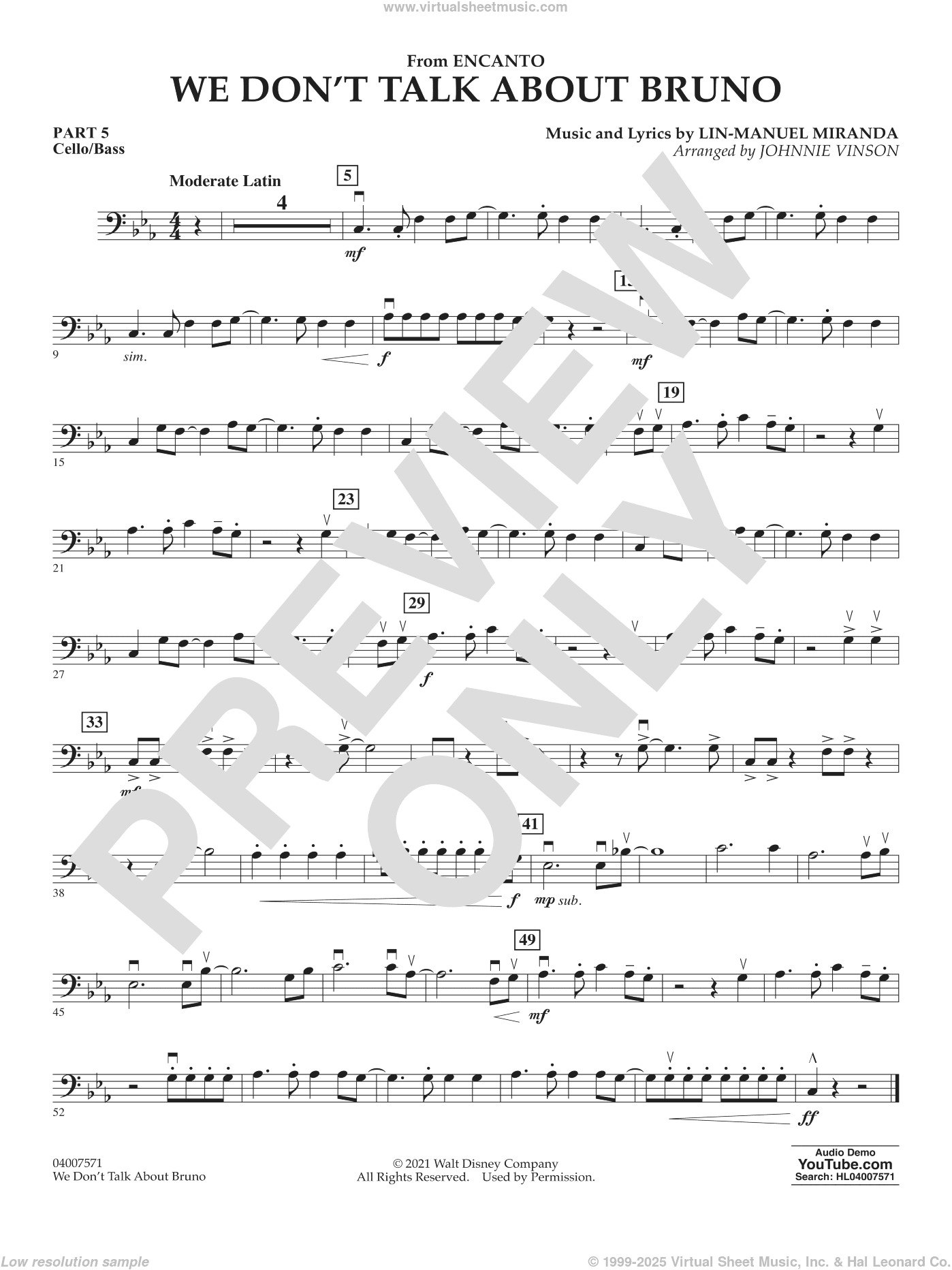 We Don't Talk About Bruno (from Encanto) (arr. Vinson)