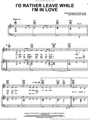 I'd Rather Leave While I'm In Love (from The Boy From Oz)