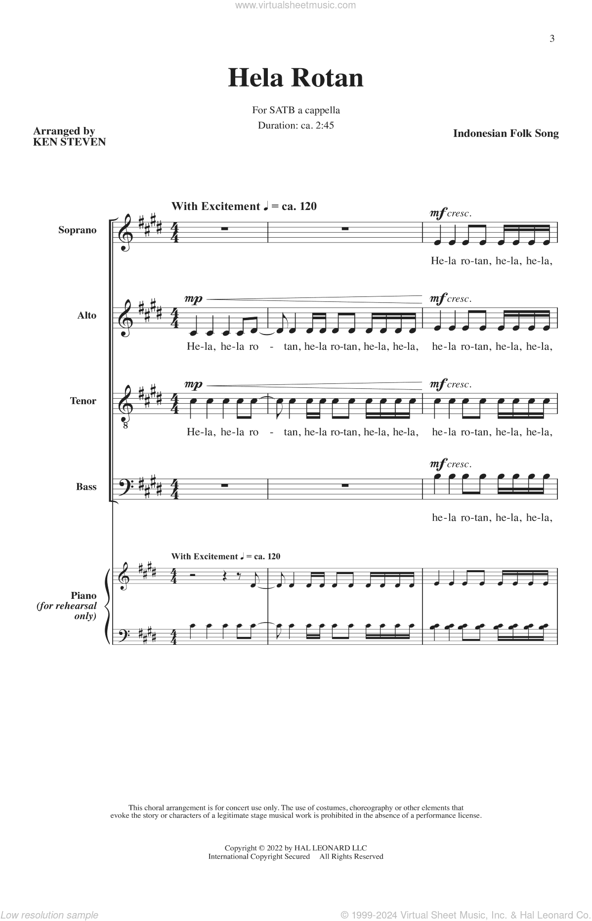 Hela Rotan (arr. Ken Steven)