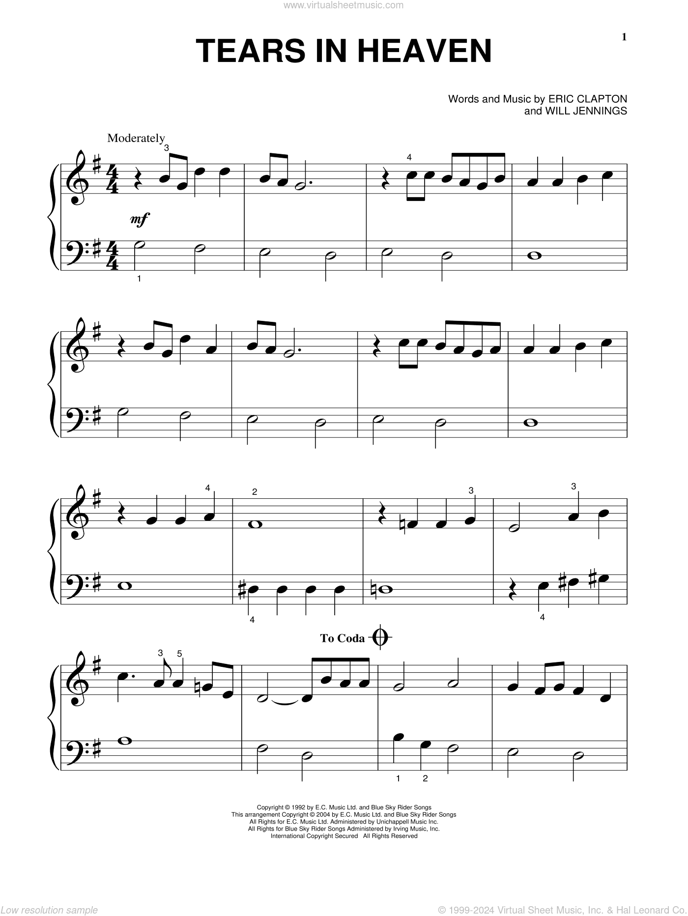 Tears In Heaven, (beginner)
