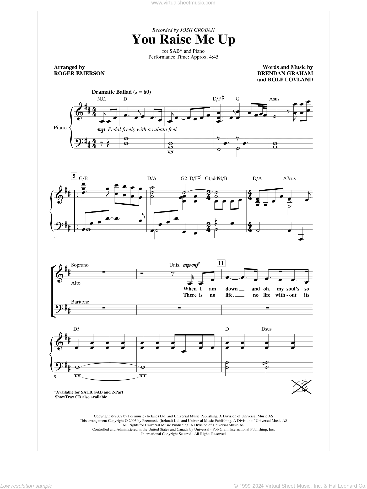 You Raise Me Up (arr. Roger Emerson)