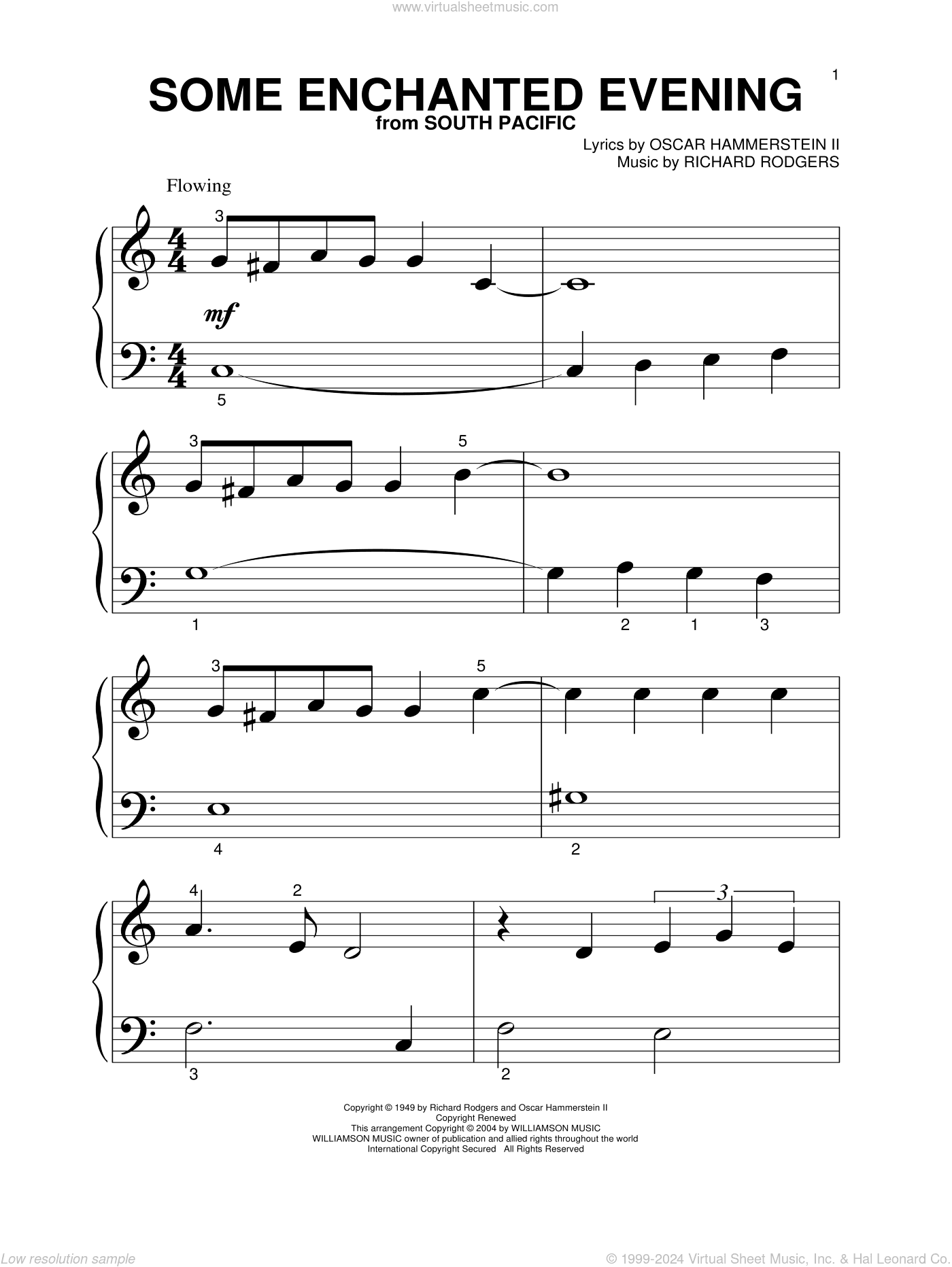Some Enchanted Evening, (beginner)