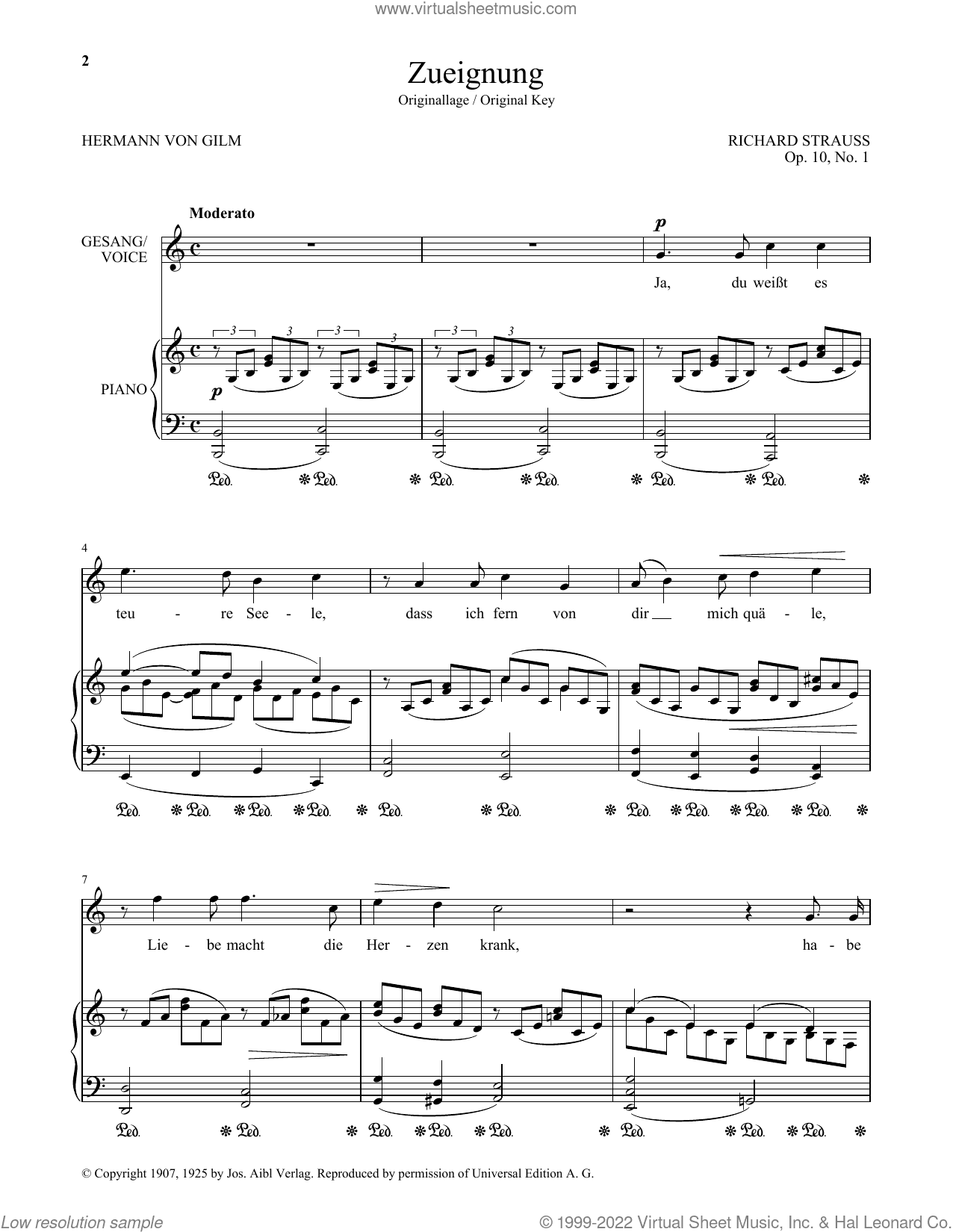 Zueignung (Op. 10, No. 1) (High Voice)