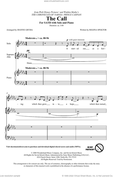 The Call (from The Chronicles Of Narnia: Prince Caspian) (arr. Dianne Gryba)