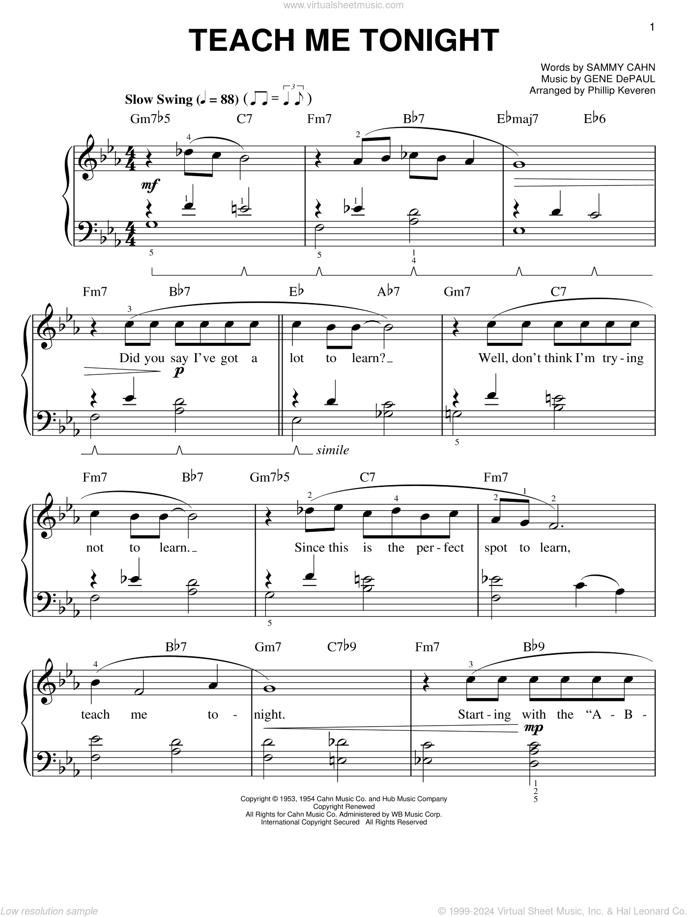 Teach Me Tonight (arr. Phillip Keveren)
