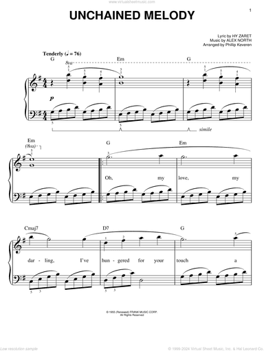 Unchained Melody (arr. Phillip Keveren), (easy)